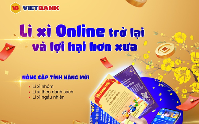 Trao lộc đầu năm với lì xì online trên app Vietbank Digital