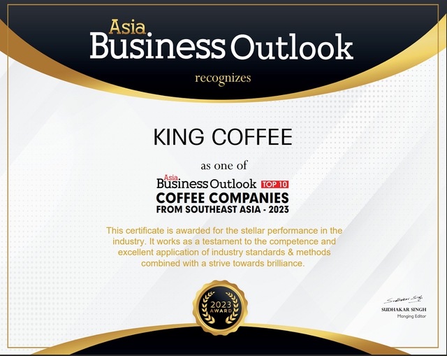 King Coffee được bình chọn là Top 10 công ty cà phê hàng đầu Đông Nam Á