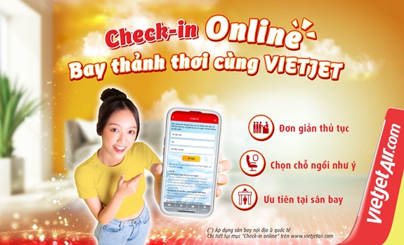 Làm thủ tục trực tuyến, bay thảnh thơi, không lo xếp hàng