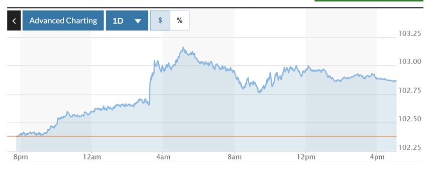 Tỷ giá USD hôm nay (24-6): Đồng USD tăng sát mốc 103