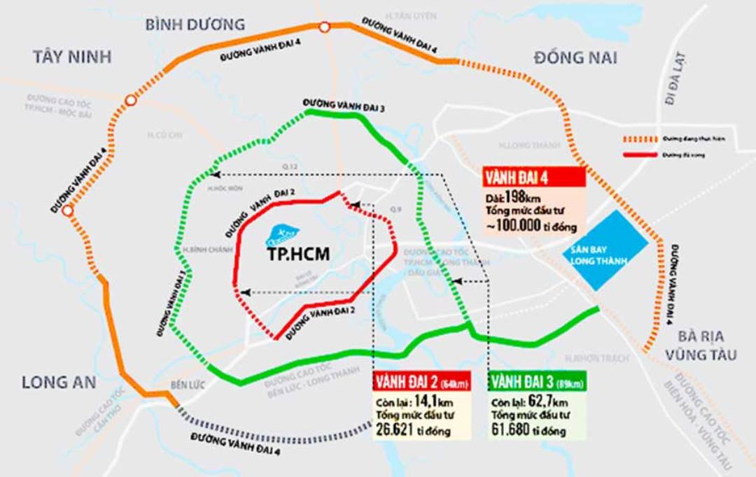 Giữ nguyên hướng tuyến đường Vành đai 4 giữa TPHCM và Bình Dương