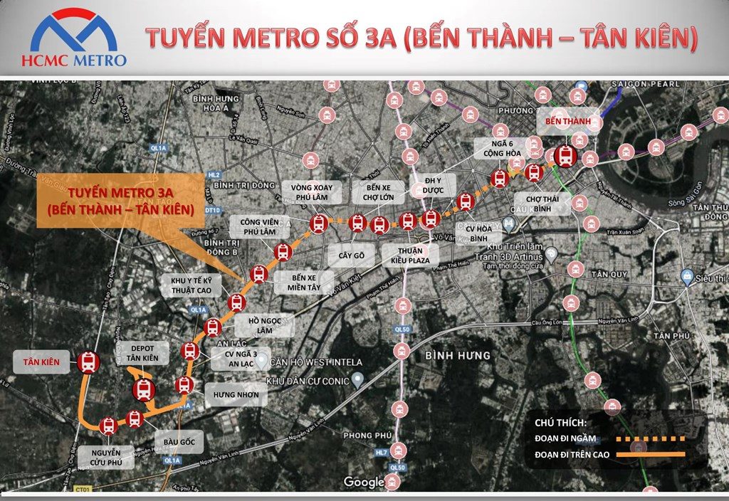 Cập nhật hoàn chỉnh đề xuất dự án metro 3a Bến Thành – Tân Kiên