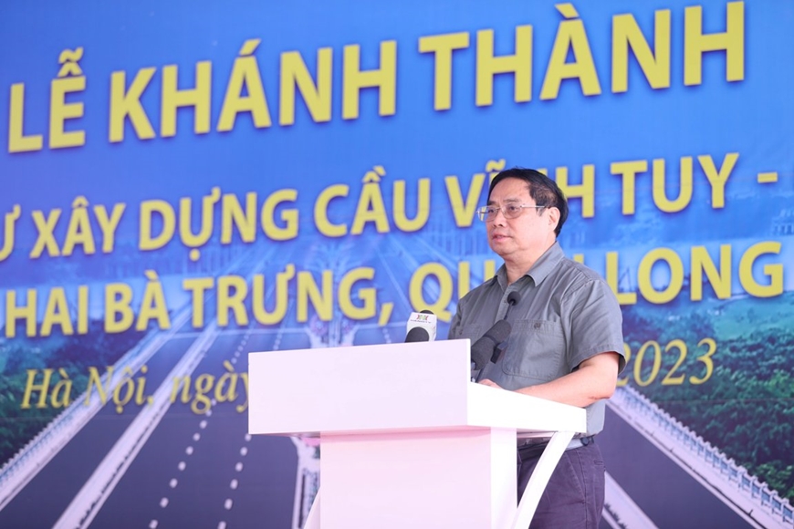 Thủ tướng Phạm Minh Chính dự lễ khánh thành cầu Vĩnh Tuy giai đoạn 2