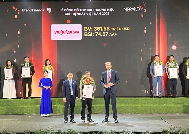 Vietjet được vinh danh top 100 Thương hiệu giá trị nhất Việt Nam