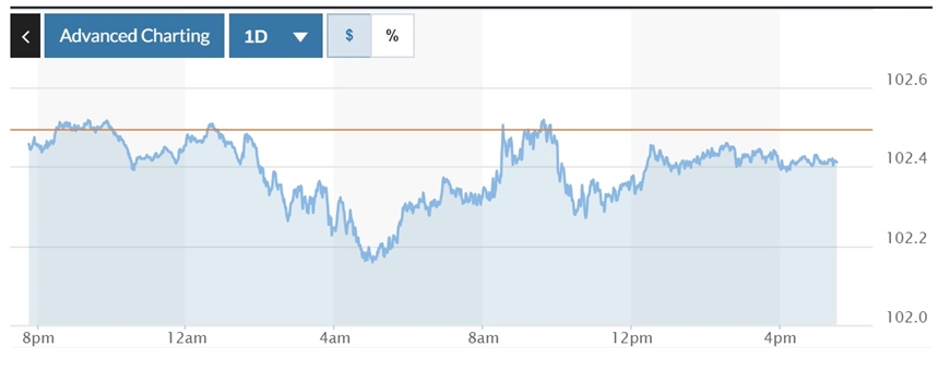 Tỷ giá USD hôm nay (5-1): Đồng USD trồi sụt quanh mốc 102,5