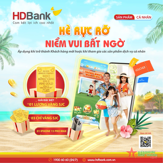 HDBank tặng một lượng vàng SJC cho khách hàng mỗi tháng