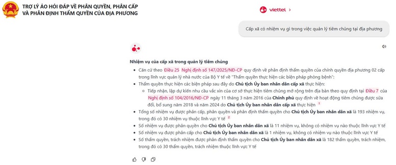 Trợ lý ảo hỗ trợ giải đáp về phân cấp, phân quyền