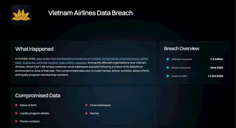 Vietnam Airlines lên tiếng về sự cố bảo mật dữ liệu